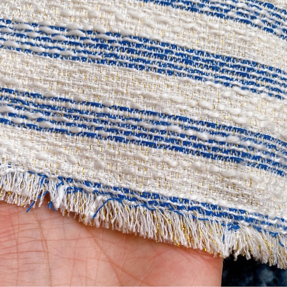 π BIKBOK BLUE IVORY STRIPE FRINGE ELEGANT BLAZER JACKET! - Picture 14 of 15